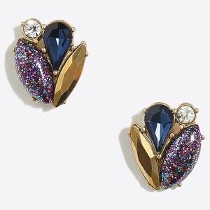 J. Crew Gold and Blue Crystal Earrings